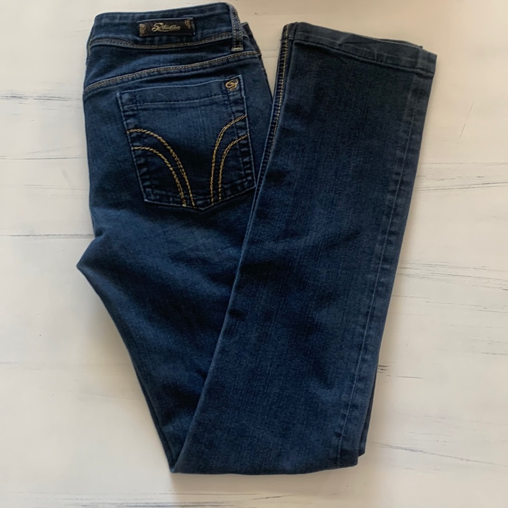 Serfontaine straight leg size 29 jeans with gold stitching🍒